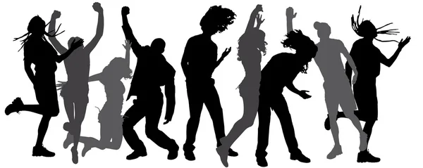 Vector silhouetten van mensen dansen. — Stockvector