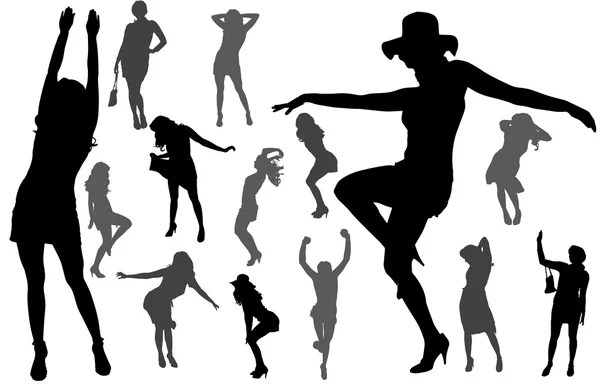 Vector silhouettes of sexy women. — Stock Vector