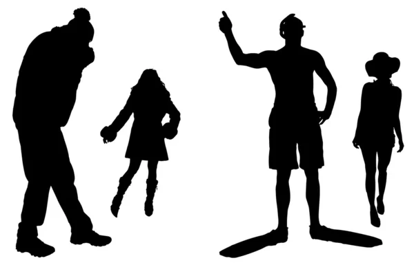 Vector silhouettes man and women — Stock Vector