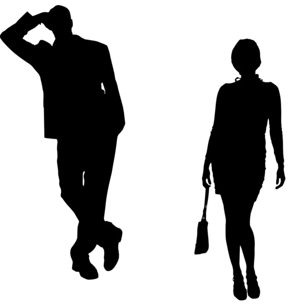 Silhouettes vectorielles homme et femme — Image vectorielle
