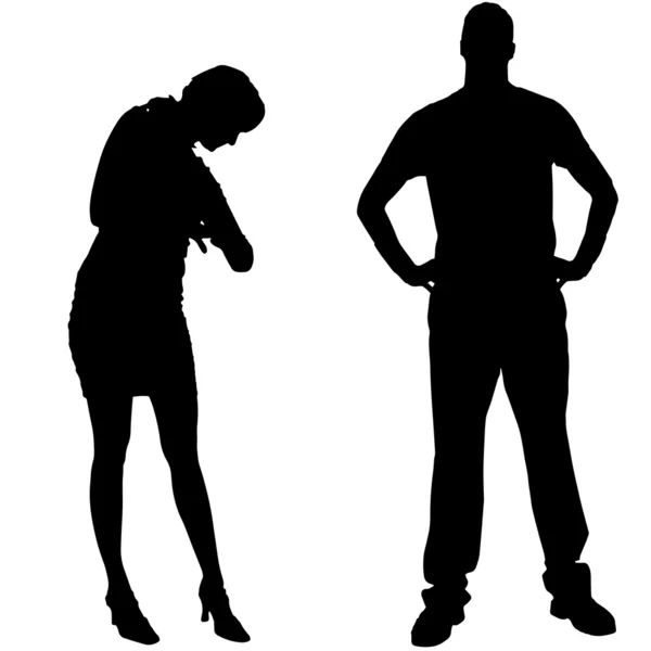 矢量剪影男人和妇女 — 图库矢量图片