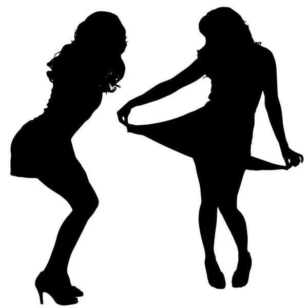 Vector silhouettes of sexy women. — Stock Vector