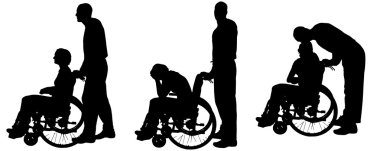 insanların tekerlekli sandalyede Vector silhouettes.