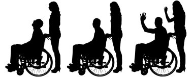 insanların tekerlekli sandalyede Vector silhouettes.