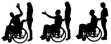 insanların tekerlekli sandalyede Vector silhouettes.