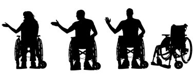 insanların tekerlekli sandalyede Vector silhouettes.