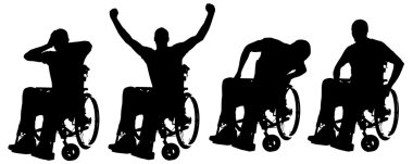 insanların tekerlekli sandalyede Vector silhouettes.