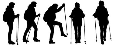 trekking sopa ile insanların Vector silhouettes.