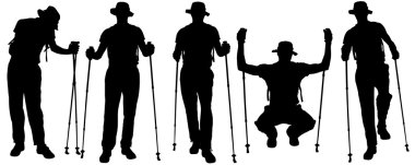 trekking sopa ile insanların Vector silhouettes.