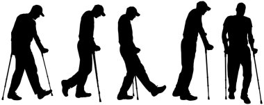 koltuk değneği olan kişilerin Vector silhouettes.