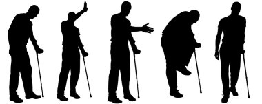 koltuk değneği olan kişilerin Vector silhouettes.