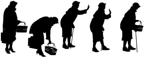 Silhouette vectorielle d'une vieille femme . — Image vectorielle