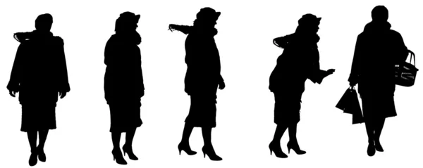 Silhouette vectorielle d'une vieille femme . — Image vectorielle