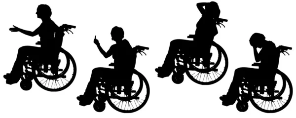 車椅子の人々 のベクトル シルエット. — ストックベクタ