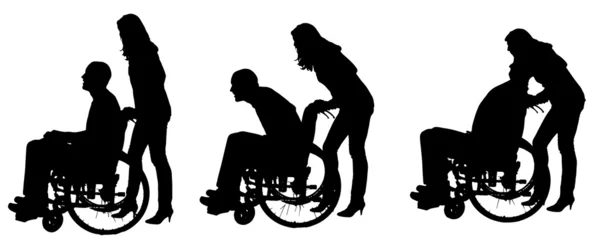 人坐在轮椅上的矢量剪影. — 图库矢量图片