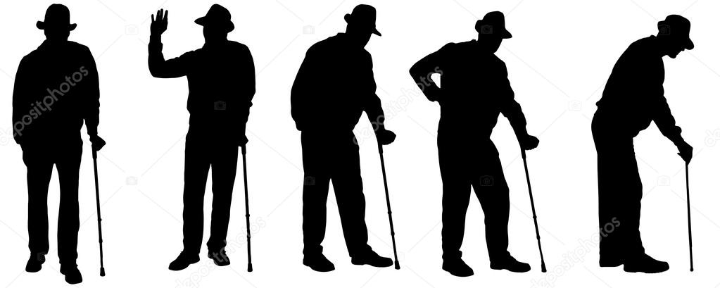 Vector silhouette of the old man.