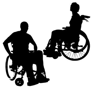 insanların tekerlekli sandalyede Vector silhouettes.