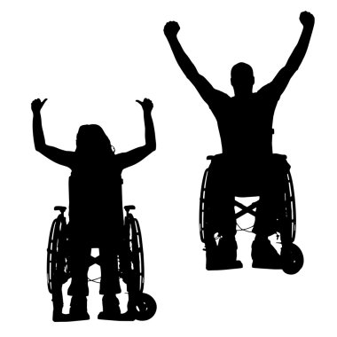 insanların tekerlekli sandalyede Vector silhouettes.
