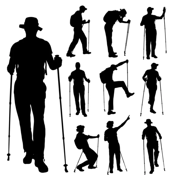 Vector silhouettes of people with walking bare. — Stock Vector