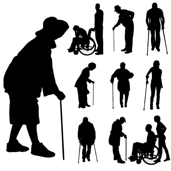 Silueta vectorial de personas con discapacidad . — Archivo Imágenes Vectoriales
