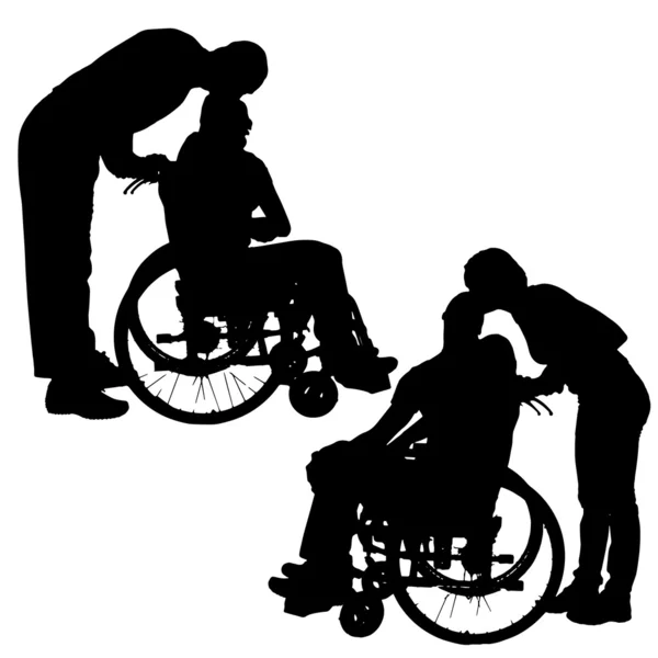 Vektorsilhouetten von Menschen im Rollstuhl. — Stockvektor