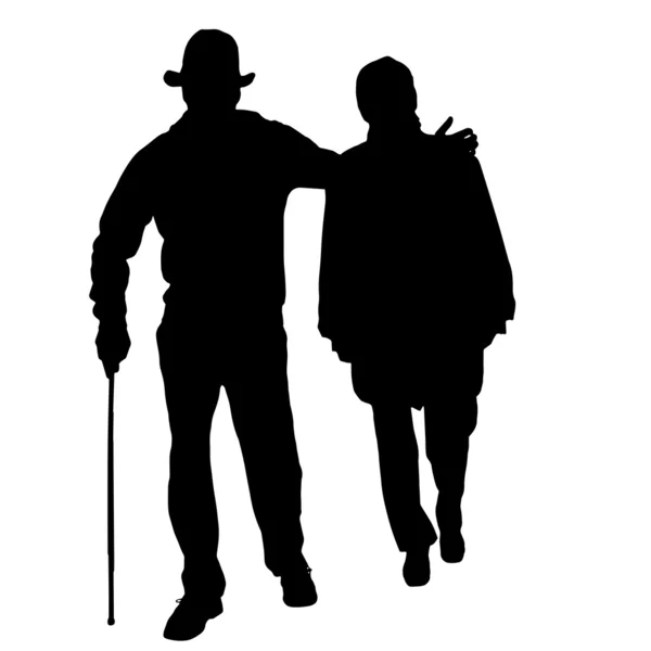 Vector silhouette of old people. — Stock Vector