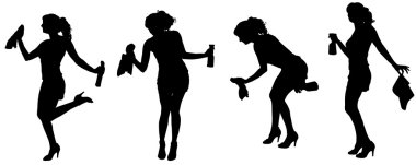 Temizlikçi kadın silüeti vektör.