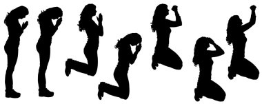 İnsanlar dua siluet vektör.