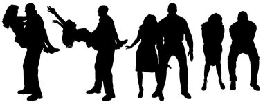 insanların siluet vektör.