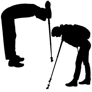 çıplak yürüyüş ile insan siluetleri vektör.