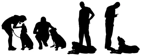 Vektorsilhouette eines Mannes mit Hund. — Stockvektor