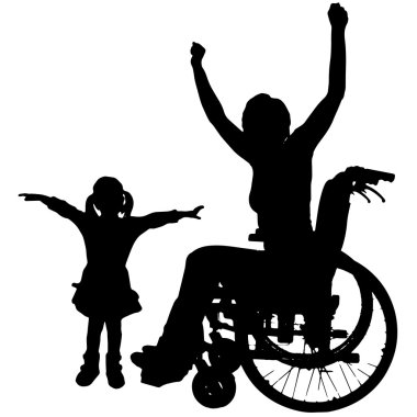 insanların tekerlekli sandalyede Vector silhouettes.