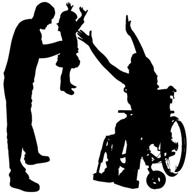 insanların tekerlekli sandalyede Vector silhouettes.