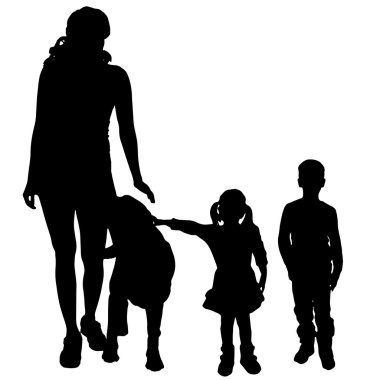 ailesinin bir siluet vektör.