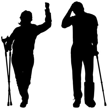 koltuk değneği olan kişilerin Vector silhouettes.