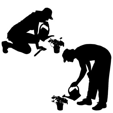 bir bahçıvan siluet vektör.