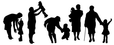 ailesinin bir siluet vektör.