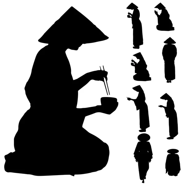 Vector silhouette of Chinese. — Stock Vector