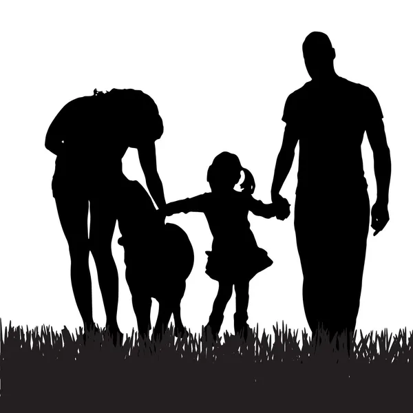 Silhouette vettoriale di una famiglia . — Vettoriale Stock