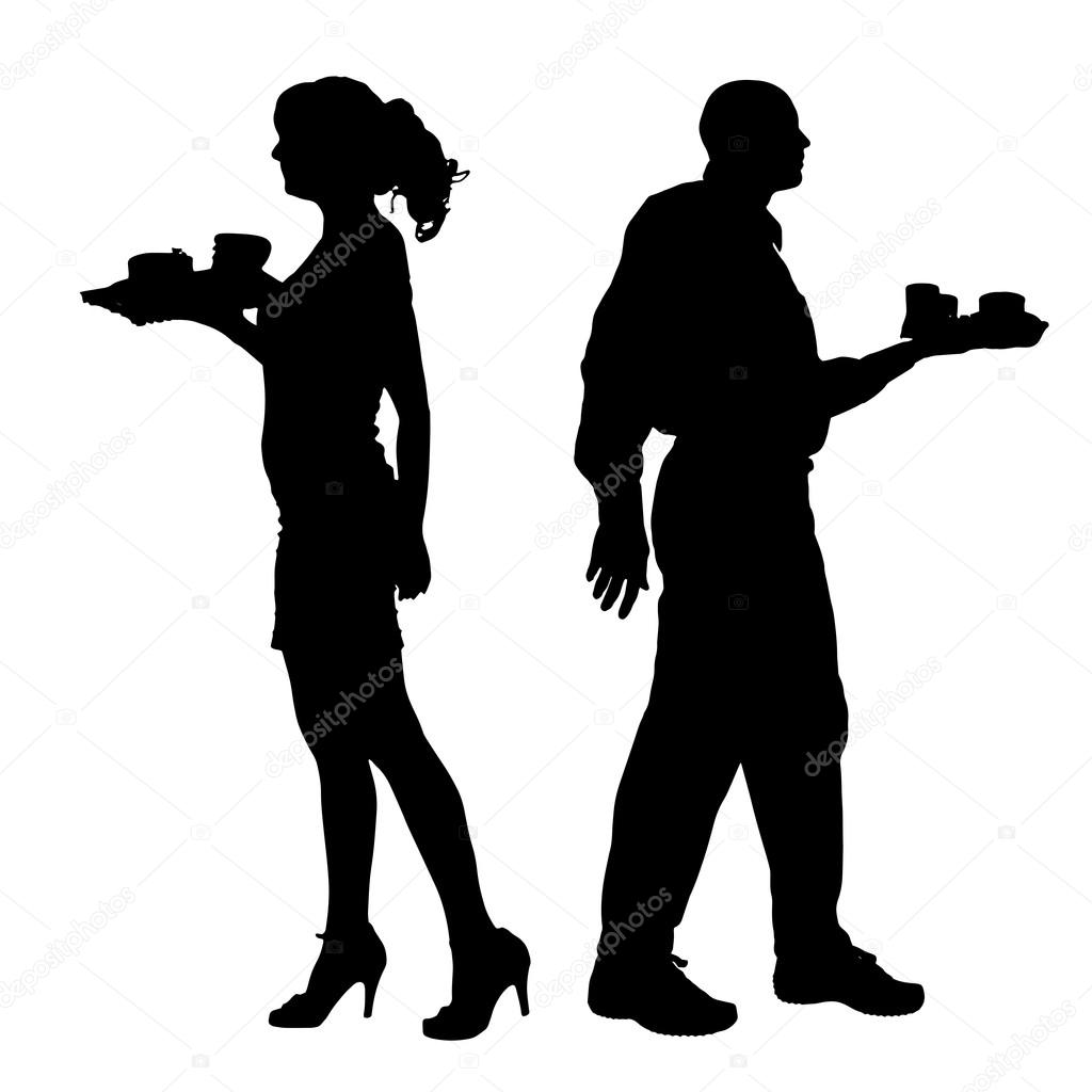 Vector waiter silhouette.