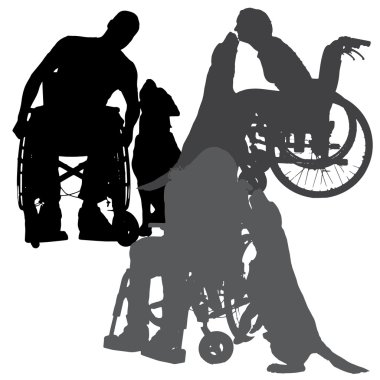insanların tekerlekli sandalyede Vector silhouettes.