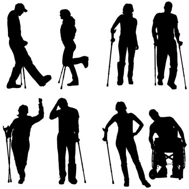 insanların tekerlekli sandalyede Vector silhouettes.
