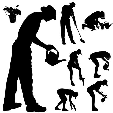 bir bahçıvan siluet vektör.