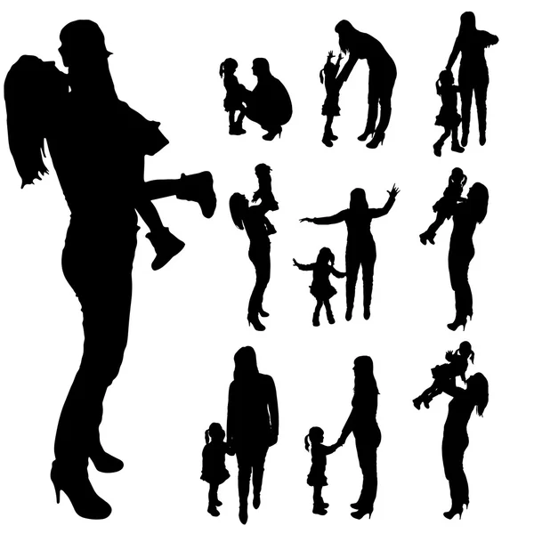 Vector silhouet van een familie. — Stockvector