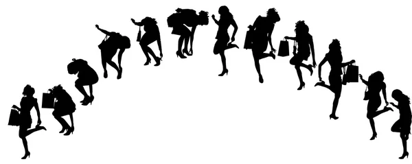 Vector silhouetten van vrouwen. — Stockvector