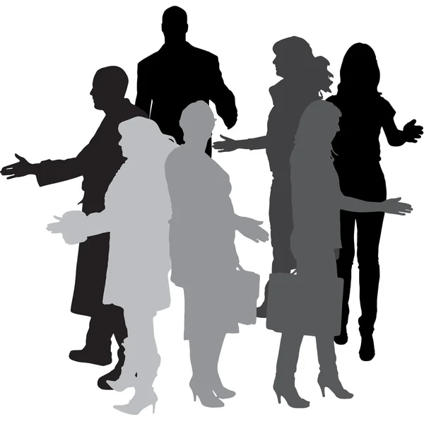 Vector silhouette of business people. — Stock Vector