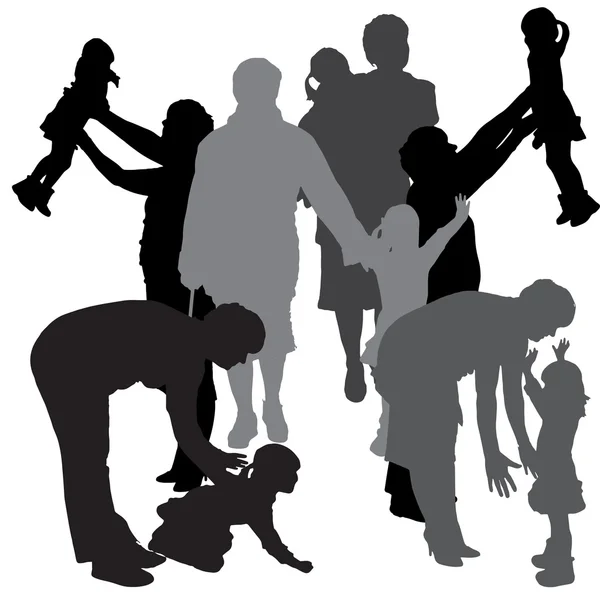 Silhouette vectorielle d'une famille . — Image vectorielle