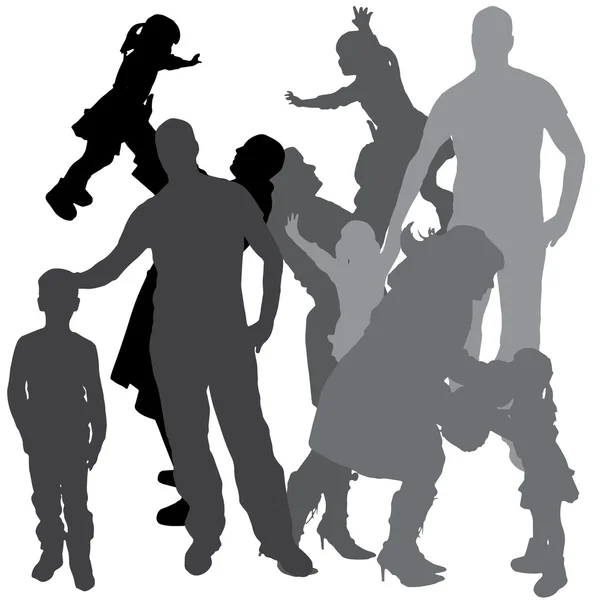 Silhouette vettoriale di una famiglia . — Vettoriale Stock