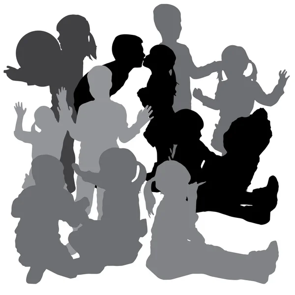 Vector silhouette of a children. — Stock Vector