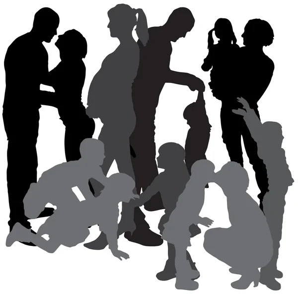 Silhouette vectorielle d'une famille . — Image vectorielle